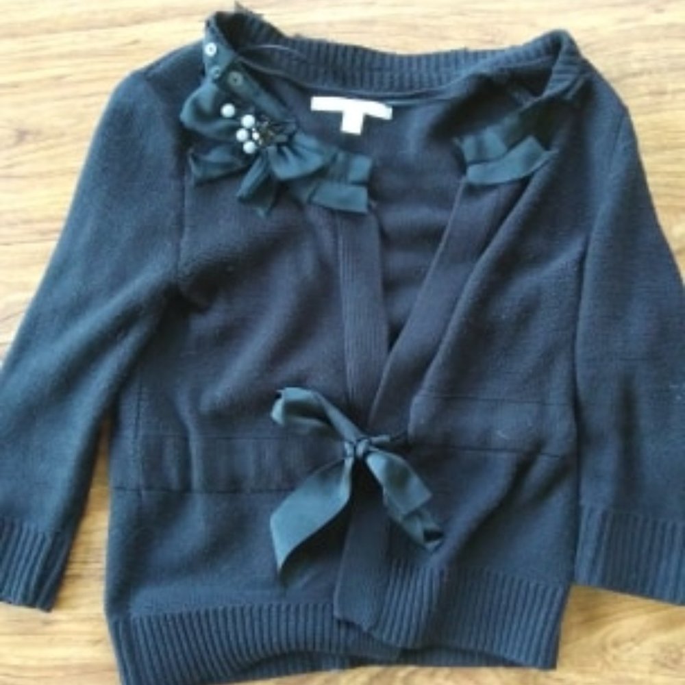 Lauren Conrad tie front sweater with baubles <3